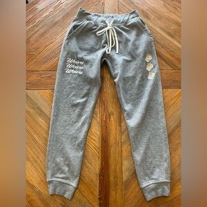 Darc Sport Bushido Code Wolves Tapered Sweatpants in Heather Grey. Size Small.